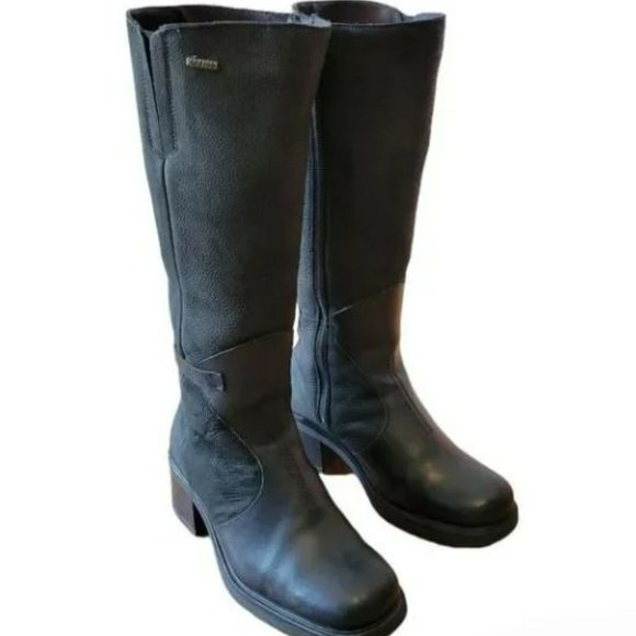 Anfibio Tall Knee-High Square Toe Leather Black Boots Size 8. - Picture 10 of 13